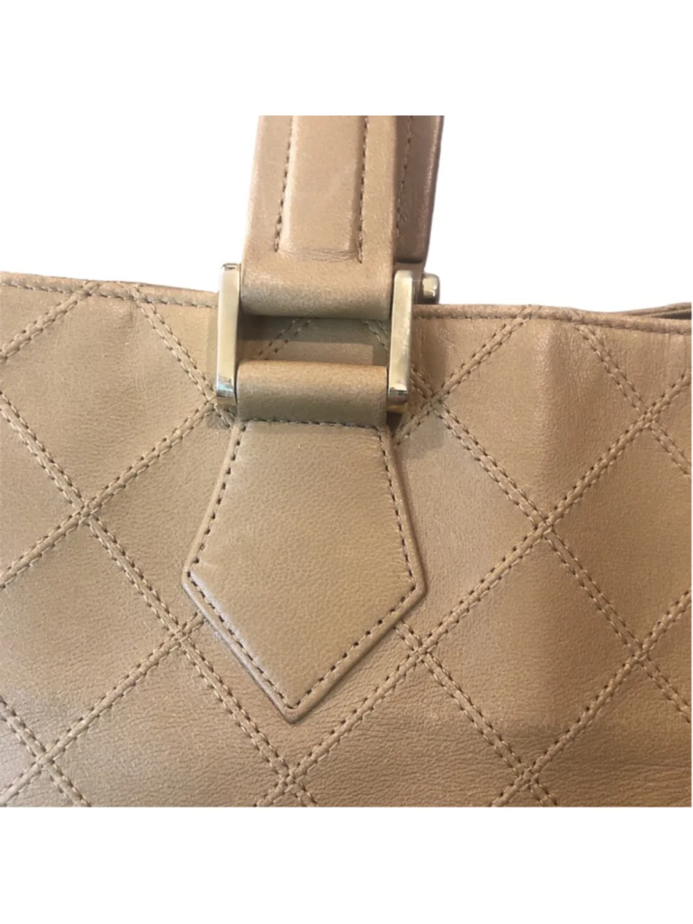 CHANEL Diamond Quilted Tan Leather Tote Bag Fully Lined with Zipper Pocket